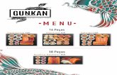 Gunkan - Sushi • DeliveryGIUAN SUSHI. DELIVERY Tradicional 27€ Menu Temaki 2 Temaki, 1 sopa Miso 12€ 2 Temaki Atum , 1 sopa Miso 32 Especial 27€ Camarão Panko c/ Sweet Chilli