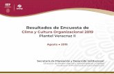 Clima y Cultura Organizacional 2019 Plantel Veracruz II · personas que laboran en la institución, sobre ciertos factores que inciden en el ambiente de trabajo y establecer acciones