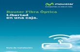 Router Fibra Óptica Libertad en una caja.Router Fibra Óptica (6) Tarjeta de garantía (1) “Router Fibra Óptica” (2) Alimentador de corriente (3) Un cable Ethernet (4) Guía