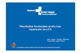 Resultados funcionales al año tras reparación de LCA€¦ · Intervenidos de reparación LCA Período: junio 2008 y septiembre 2010. Todos ellos siguieron nuestro protocolo de tratamiento