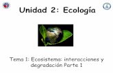 Unidad 2: Ecología · degradación Parte 1 •Estimados estudiantes, hoy iniciamos una nueva unidad, que corresponde a la Unidad 2 de Ecología. •En esta clase trabajaremos sobre