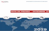 Nota de Prensa – Diciembre 2019 - SIICEX · 2020-04-03 · Nota de Prensa – Diciembre 2019. ... de Brasil (-12.2%), China (-54.8%) y Argentina (-34.7%). Por otro lado, también