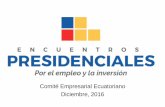 Comité Empresarial Ecuatoriano Diciembre, 2016 · 2. Agenda de competitividad y costos de producción 1. Agenda de competitividad: de largo plazo y construida conjuntamente. Diálogo