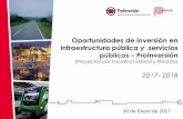 Oportunidades de inversión en infraestructura pública y ......(Proyectos por Iniciativa Estatal y Privada) 2017- 2018 . ... Fecha estimada de adjudicación: 1er semestre de 2018
