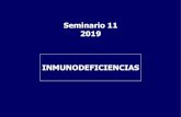 Seminario 11 2019 INMUNODEFICIENCIAS 11 2019.pdfSecundarias:-drogas o radiaciones -infección por HIV-desnutrición-endocrinopatías-quemaduras-edad avanzada Baja frecuencia (1:104