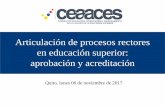 Articulación de procesos rectores en educación superior ...€¦ · 2. Evaluación del entorno de aprendizaje 3. Criterios, estándares e indicadores genéricos de evaluación del