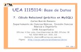 UEA 1115114: Base de Datosacademicos.azc.uam.mx/cbr/Cursos/UEA_Base_de_Datos/Cla... · 2010-11-12 · ©® CBR 1 UEA 1115114: Base de Datos 7. Cálculo Relacional (práctica en MySQL)
