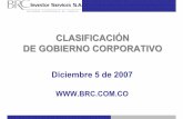 CLASIFICACIÓN DE GOBIERNO CORPORATIVOBeneficios de la Clasificación de Gobierno Corporativo frente a la propuesta de reforma de la Circular 271 de 2001 • Opinión independiente