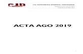 ACTA AGO 2019 - cjb.cat · Ordre del Dia 54a Assemblea General Ordinària del CJB Barcelona, 23 de març de 2019 Casal de Joves Palau Alòs 09:15 – Primera convocatòria i acreditació