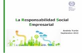 La Responsabilidad Social Empresarial · 2016-10-03 · corporativa. •Un conjunto de valores basados en principios universalmente aceptados. •Una red de empresas y otras partes