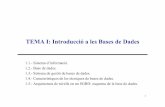 TEMA I: Introducció a les Bases de Dadesjosephorallo.webs.upv.es/docent/BDA/valencia/tema1.pdf · TEMA I: Introducció a les Bases de Dades 1 1.1.-Sistema d’informació. ... 1.4.-Característiques