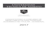 UNIVERSIDAD TÉCNICA DE AMBATOuta.edu.ec/v3.2/uta/concurso2017docenteocasional... · Trasferencia de Tecnología Agropecuaria Diseño de Proyectos de Investigación Metodología de
