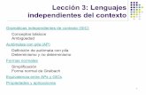 Lección 3: Lenguajes independientes del contextoalumnos.inf.utfsm.cl/~dcontard/ili-255/documents/CFL.pdfLección 3: GIC 3 Derivaciones y Árboles • Derivación a la izquierda: δ1,