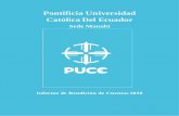 Pontificia Universidad Católica Del Ecuador · Docentes a tiempo parcial 2 Docentes Honorarios 1 Total docentes 34 PhD •4 Maestría •30 Total •34 Doctores en Formación 12.