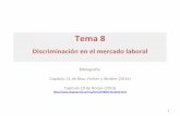 Tema 8 · 2018-05-07 · 1 Tema 8 Discriminación en el mercado laboral Bibliografía: Capítulo 11 de Blau, Ferber y Winkler (2014) Capítulo 10 de Borjas (2013)  ...