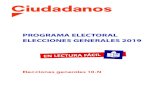 PROGRAMA ELECTORAL ELECCIONES GENERALES 2019 · ELECCIONES GENERALES 2019 Elecciones generales 10-N. ... Esto depende de la parte de España en la que haya nacido cada persona. Pacto