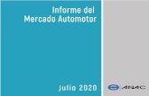 INFORME MERCADO AUTOMOTOR JULIO 2020 · INFORME MERCADO AUTOMOTOR – JULIO 2020 JULIO CERRÓ COMO EL MEJOR MES DE VENTAS DESDE MARZO DE 2020 Mercado de livianos y medianos En el