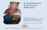 Pontifícia i Reial Acadèmia i... · Certamen Literari Marià que es celebrà el 6 d’octubre de 2013 en honor a la Mare de Déu del Castell, de Tragó de Noguera, patrona dels