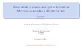 Sistemas de n ecuaciones con n incógnitas [6pt] Matrices cuadradas … · 2017. 9. 28. · Sistemas de n ecuaciones y n ecuaciones Algebra Sistemas de dos ecuaciones con dos inc