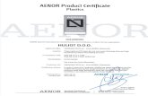 huliot.in Product certificate 001-006592 - Ultra... · AENOR Product Certificate Plastics AENOR Producto Certificado 0011006592 AENOR, Spanish Association for Standardization and