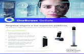 OneScreen GoSafe · Termómetro digital inteligente con reconocimiento facial. ¿Por qué GoSafe? 1. Escanea de forma segura en menos de 1 segundo con IA 2. El único termómetro