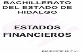 BACHILLERATO DEL ESTADO DE HIDALGO · Bachillerato del Estado de Hidalgo HIDALGO Estado de Situación Financiera Al 31/dic.12017 Fecha y hora de Impresión 12/ene./2018 10:41 a. m.