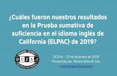 ¿Cuáles fueron nuestros resultados en la Prueba sumativa ... · en la Prueba sumativa de suﬁciencia en el idioma inglés de California (ELPAC) de 2019? OCEAA - 13 de diciembre