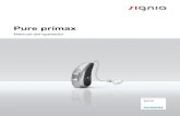 Pure primax - Signia Hearing Aids · 2016. 7. 20. · X Siga las instrucciones en el manual del operador del telemando. Tras la conexión, se restablecen el volumen y el programa