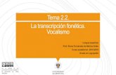 TEMA 2.1. VOCALISMO · 2018. 12. 4. · La transcripción fonética. Vocalismo Lengua española Prof. Elena Fernández de Molina Ortés Curso académico: 2018-2019 Grado en Logopedia