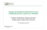 DADES DE RESIDUS MUNICIPALS 2013 COMARQUES DE ......• El 2013 el percentatge de la recollida selectiva neta de residus municipals a les Comarques de Lleida-Alt Pirineu s’ha situat