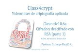 Class4crypt Aula Virtual de Criptografía€¦ · Operaciones de cifrado y descifrado RSA •Cifrado y descifrado con confidencialidad •C = NeR mod n R N = CdR mod n R (e R, n R)