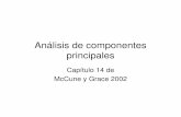 Análisis de componentes principalesacademic.uprm.edu/~jchinea/cursos/comunidades/pca.pdfPCA • Ecuación general para uno de los componentes principales: • Posición en 1er componente