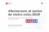 Afectacions al servei de metro estiu 2019...7 Talls programats Durant l’estiu de 2019 tindran lloc fins a tres talls de servei de metro (L1, L2 i L5) amb afectacions de diferent