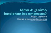 4º ESO: Economía Colegio la Inmaculada Algeciras · 2 days ago · 2. Objetivos y funcionamiento de las empresas La empresa para poder producir necesita utilizar una serie de recursos,
