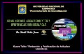CONCLUSIONES, AGRADECIMIENTOS Y REFERENCIAS …investigacion.unc.edu.pe/.../2018/09/5Conclusiones.pdf · CONCLUSIONES, AGRADECIMIENTOS Y REFERENCIAS BIBLIOGRÁFICAS Dr. Raúl Siche