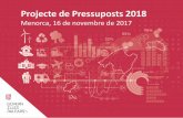 Projecte de Pressuposts 2018 - cime.es · 2017. 11. 16. · o Temporada baixa (novembre-abril): es mantenen tarifes. Entre 0,25€ i 1€per dia d’estada o fraió. o Els creuers