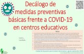 Medidas preventivas básica frente a COVID-19...Decálogo de medidas preventivas básicas frente a COVID-19 en centros educativos Unidad de Educación para la Salud. Extremadura, agosto-septiembre