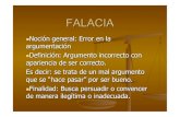 Falacias (Definición y clasificación)€¦ · I Falacias de irrelevancia o no pertinencia A) Transferencia de propiedades: 1) Ad hominem o contra la persona. 2) Apelación a la