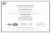 Certificado de Registro Sur Química S.A.El anexo sólo es válido junto con el certificado arriba mencionado emitido por NSF-ISR. Página 2 de 2 PARA EL NÚMERO DEL REGISTRO DEL CERTIFICADO