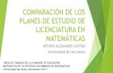 COMPARACIÓN DE LOS PLANES DE ESTUDIO DE …scm.org.co/wp-content/uploads/2019/06/Castro-PRESENTACION-CLEMA.pdfComponente de didáctica de las disciplinas. uDidáctica de la Aritmética.