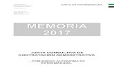 MEMORIA 2017 - Extremadura€¦ · memoria anual 2017 junta consultiva de contrataciÓn administrativa Real Decreto-ley 10/2015, de 11 de septiembre, por el que se conceden créditos