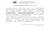 LISTAS ADMITIDAS A LAS - CIP Lambayeque · de Ingenieros del Perú, Consejo Departamental Lambayeque de las LISTAS ADMITIDAS A LAS ELECCIONES PERIODO 2019-2021 (Fecha de admisión