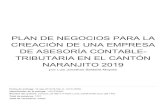 NARANJITO 2019 TRIBUTARIA EN EL CANTÓN DE ASESORÍA CONTABLE- CREACIÓN DE …repositorio.unemi.edu.ec/bitstream/123456789/5086/3... · 2020. 1. 9. · PLAN DE NEGOCIOS PARA LA CREACIÓN