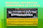 MEMORIA DEPORTIVA TEMPORADA 2011-2012...TEMPORADA 2011-2012. MEMORIA DEPORTIVA 11-12 Participación Provincial Nadamos 6 Jornadas F.A.N. Absolutas 1 FAN Especial (Málaga) 6 Jornadas