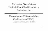 Métodos Numéricos Definición, Clasificación y Solución de …elenasb/teaching/TEMA_EDO_DEFINITION.pdf · 2011. 4. 1. · Lesson 1: Introduction to ODE. Objectives Solve Ordinary