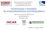 TECNOLOGÍAS Y SISTEMAS DE ALMACENAMIENTO …catedraendesa.us.es/documentos/2016/uimp2016/ignacio_camean/I… · Baterías flujo redox Zn/Br •1,83 V •Eficiencia 75 % •85 W h