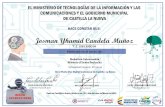 Josman Yhamid Candela Muñoz - Castilla la Nueva · 2018. 4. 11. · Josman Yhamid Candela Muñoz Participó en el curso de: Robótica Intermedia Módulo (FisherTechnik) En el Punto