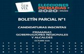 BOLETÍN PARCIAL N°1 - Servel · 2020. 10. 17. · boletÍn parcial n°1 candidaturas inscritas primarias gobernadores regionales y alcaldes octubre 2020)(&+$