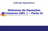 Sistemas de Equações Lineares (SEL ) – Parte II · 2018. 10. 26. · Motivação II Tendência à existência de matrizes de coeficientes à grandes e esparsas Grandes ⇨ Comum