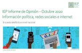 IEP Informe de Opinión – Octubre 2020 Información política ......Base octubre 2020: Total de entrevistados - Nacional (1212) Encuesta telefónica a nivel nacional. Lima, octubre